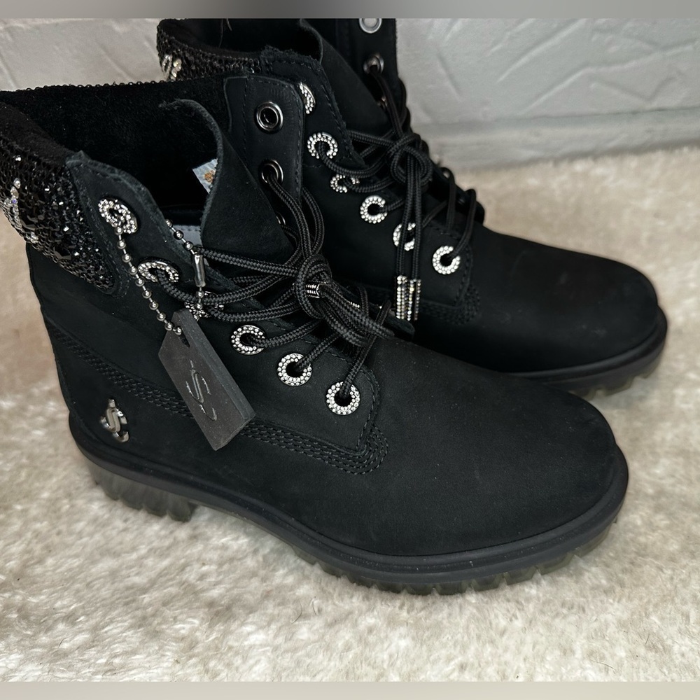 New JIMMY CHOO x Timberland embellished Swarovski boots Size 37 - Picture 4 of 15